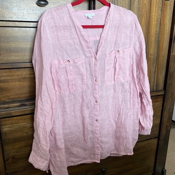 100% LINEN J. Jill Button up Blouse - Picture 1 of 4